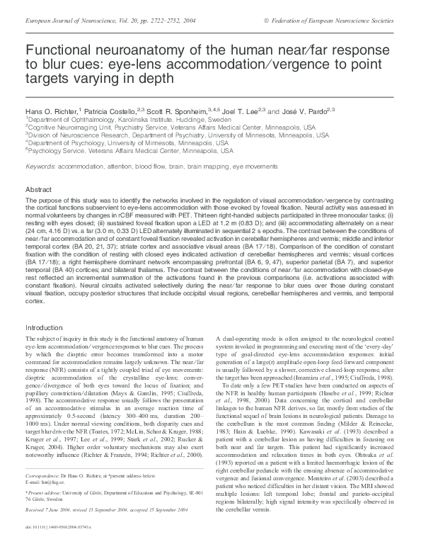 (PDF) Functional neuroanatomy of the human near⁄far response to blur ...