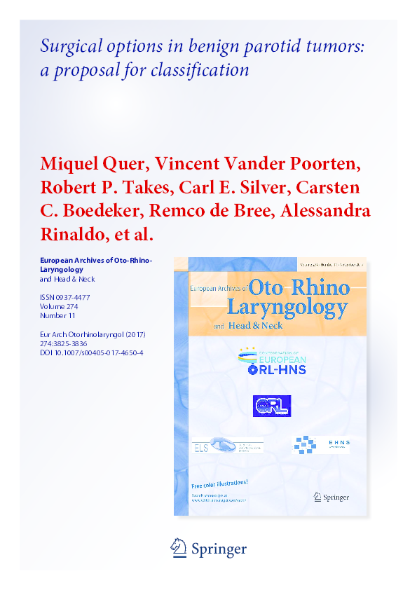 European Archives Of Oto-rhino-laryngology (PDF) European Archives of Oto-Rhino- Laryngology and Head & Neck