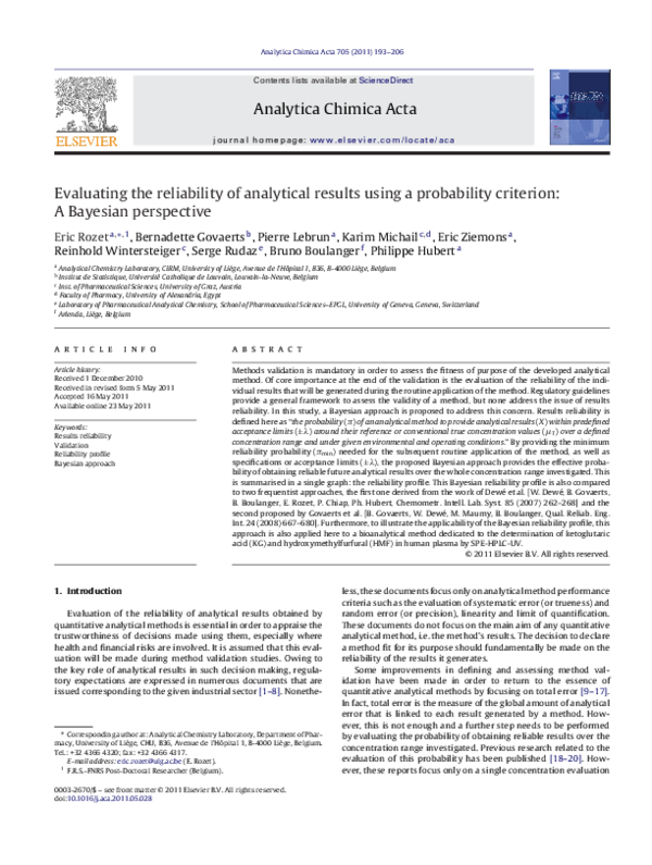 (PDF) Evaluating the reliability of analytical results using a ...