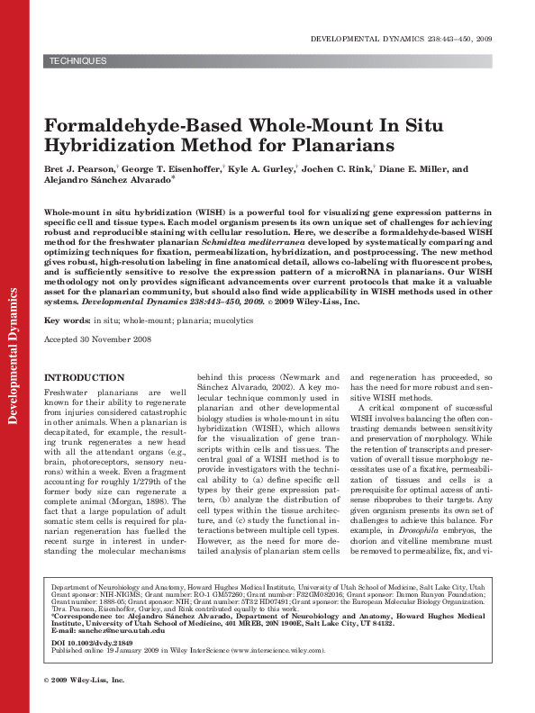 (PDF) Formaldehyde-based whole-mount in situ hybridization method for ...