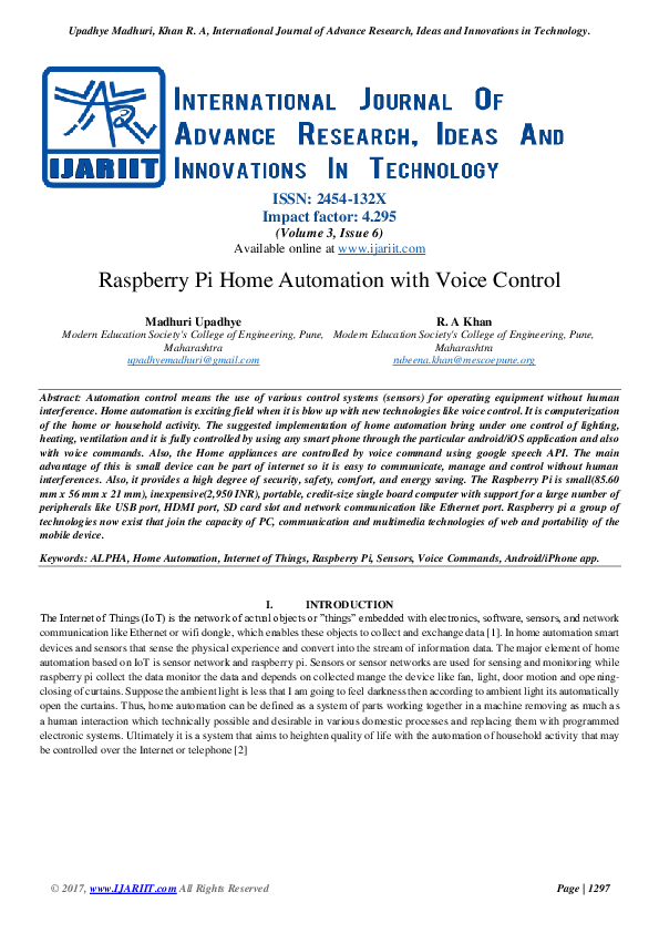 Future scope of home automation using raspberry pi image