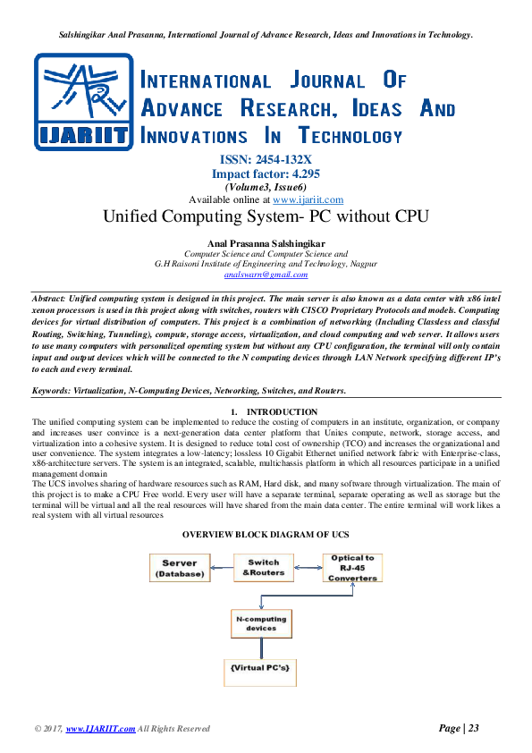 (PDF) Unified Computing System-PC without CPU