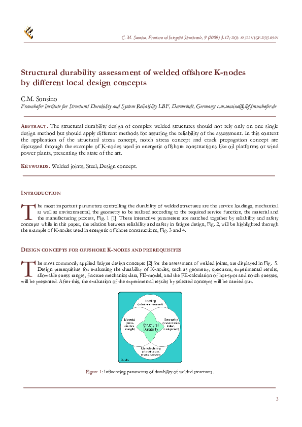 (PDF) Structural durability assessment of welded offshore K_nodes by ...