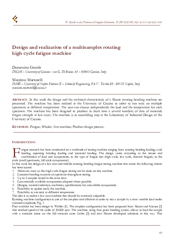 (PDF) Design and realization of a multisamples rotating high cycle ...