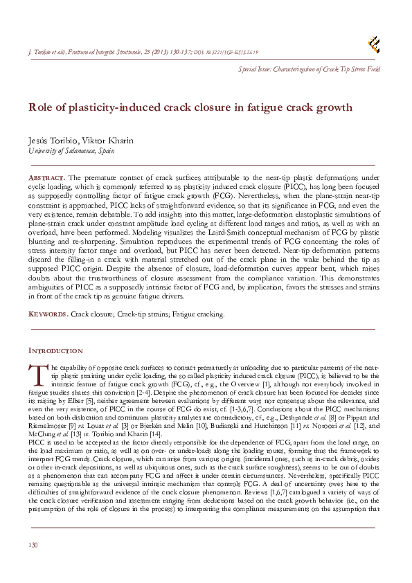 (PDF) Role of plasticity_induced crack closure in fatigue crack growth.PDF