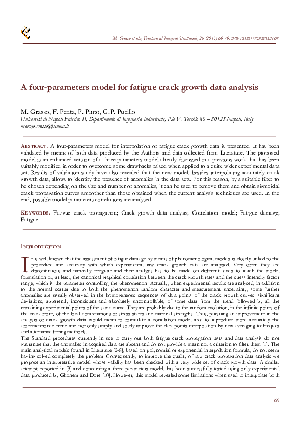 (PDF) A four_parameters model for fatigue crack growth data analysis.PDF