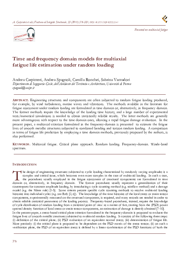 (PDF) Time and frequency domain models for multiaxial fatigue life ...