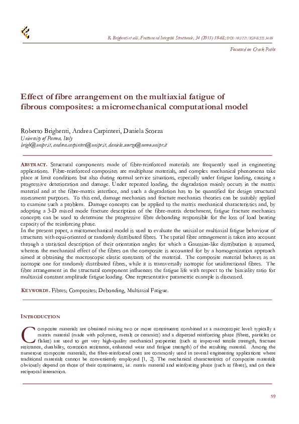 (PDF) Effect of fibre arrangement on the multiaxial fatigue of fibrous ...