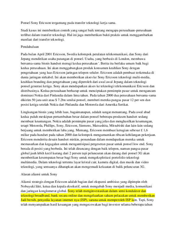 Sony ericsson joint venture case study picture