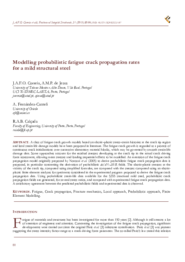 (PDF) Modelling probabilistic fatigue crack propagation rates for a ...