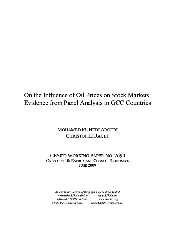 (PDF) On the influence of oil prices on stock markets: Evidence from ...