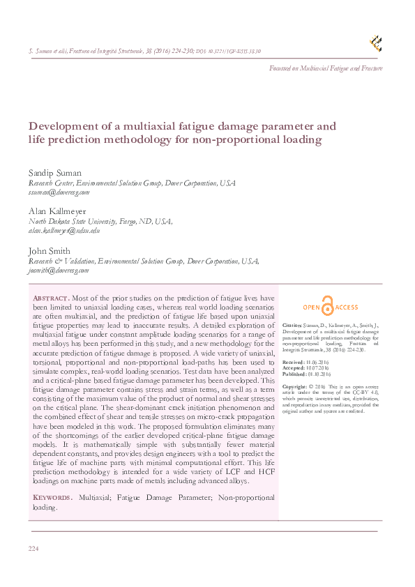 (PDF) Development of a multiaxial fatigue damage parameter and life ...