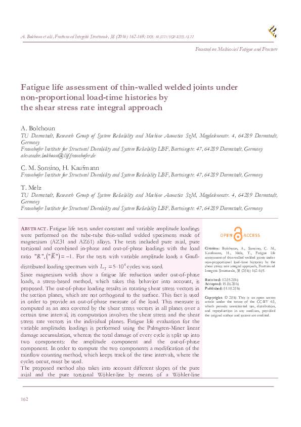 (PDF) Fatigue life assessment of thin-walled welded joints under non ...