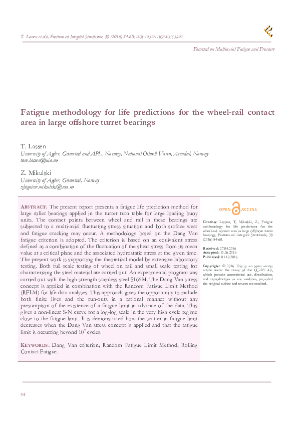 (PDF) Fatigue methodology for life predictions for the wheel-rail ...