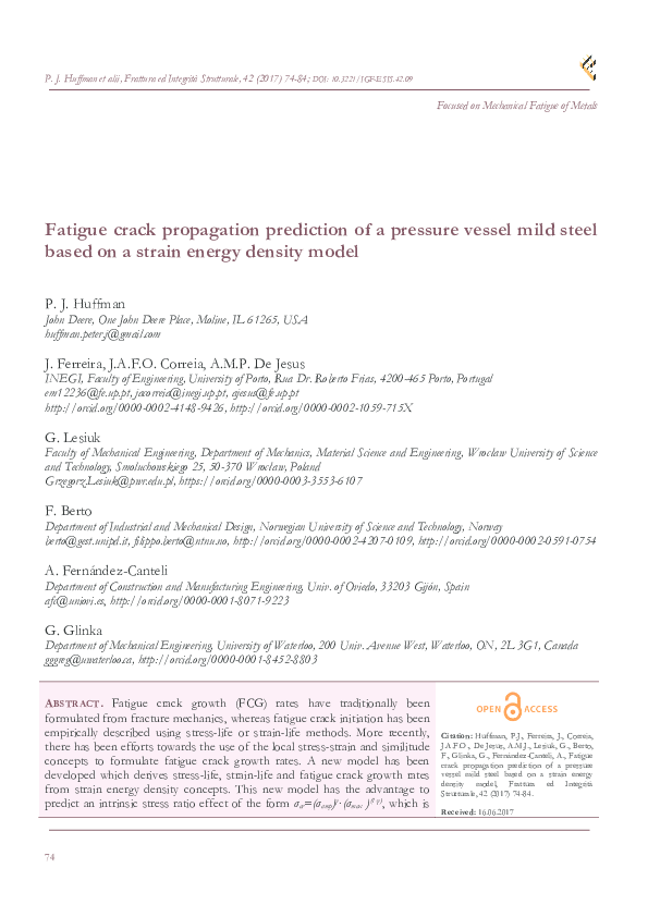 (PDF) Fatigue crack propagation prediction of a pressure vessel mild ...