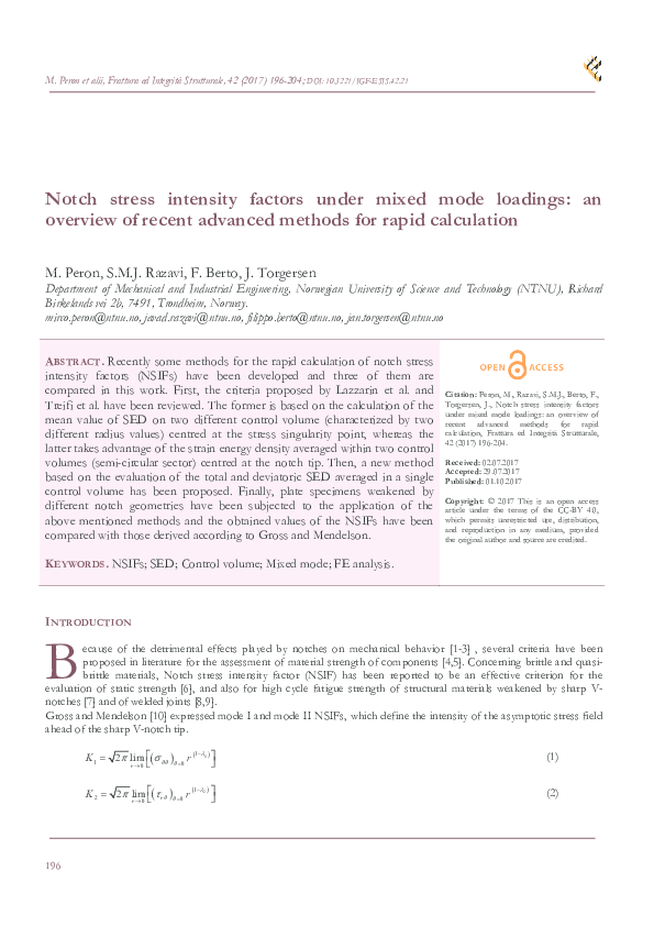 (PDF) Notch stress intensity factors under mixed mode loadings an ...