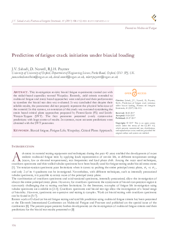(PDF) Prediction of fatigue crack initiation under biaxial loading.PDF