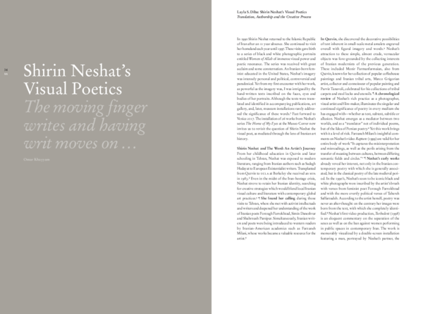Pdf Shirin Neshat S Visual Poetics Translation Authorship And The Creative Process Layla Diba Academia Edu