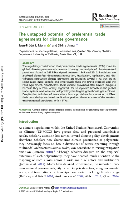 (PDF) The Untapped Potential of Preferential Trade Agreements for ...