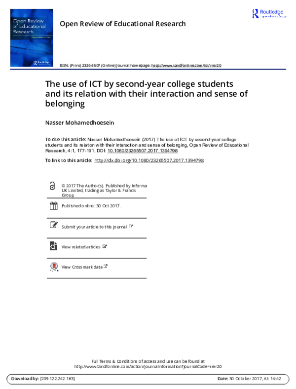 (PDF) Open Review of Educational Research The use of ICT by second-year ...