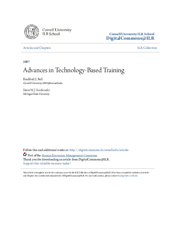 (PDF) Advances in Technology-Based Training
