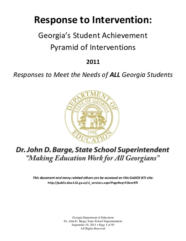 (PDF) Response to Intervention: Georgia's Student Achievement Pyramid ...