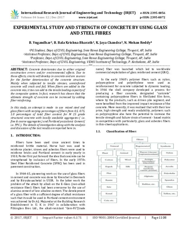 (PDF) EXPERIMENTAL STUDY AND STRENGTH OF CONCRETE BY USING GLASS AND ...
