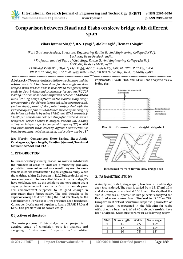 (PDF) Comparison between Staad and Etabs on skew bridge with different ...