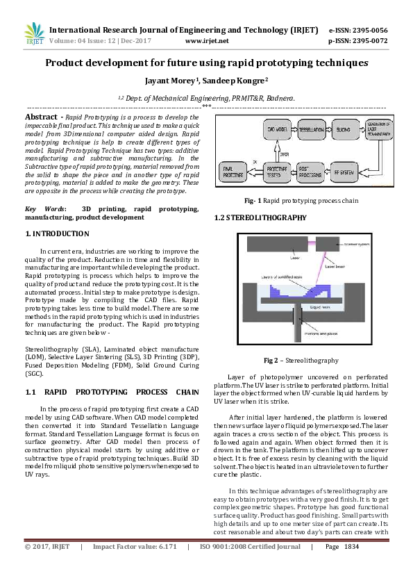 (PDF) Product development for future using rapid prototyping techniques