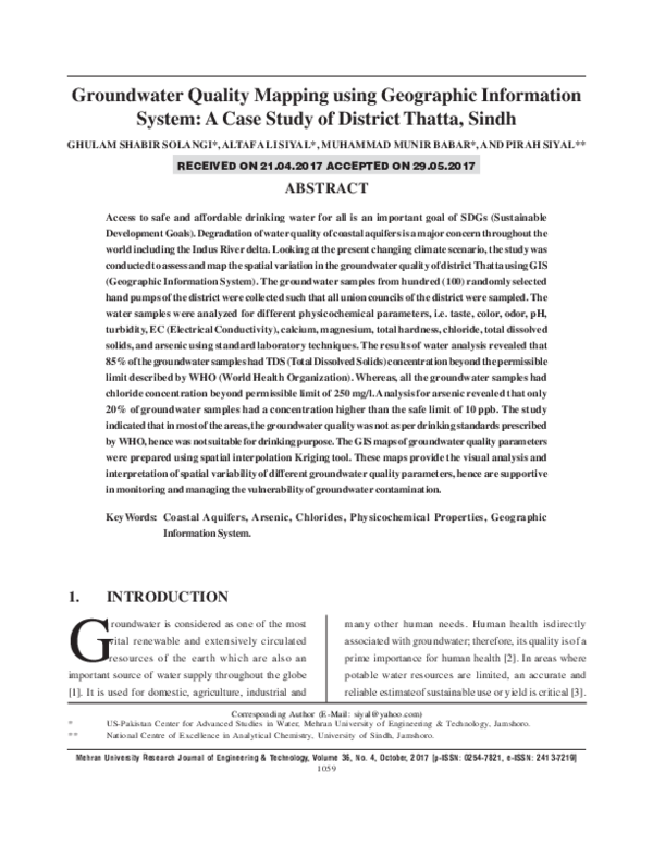(PDF) Groundwater Quality Mapping using Geographic Information System ...