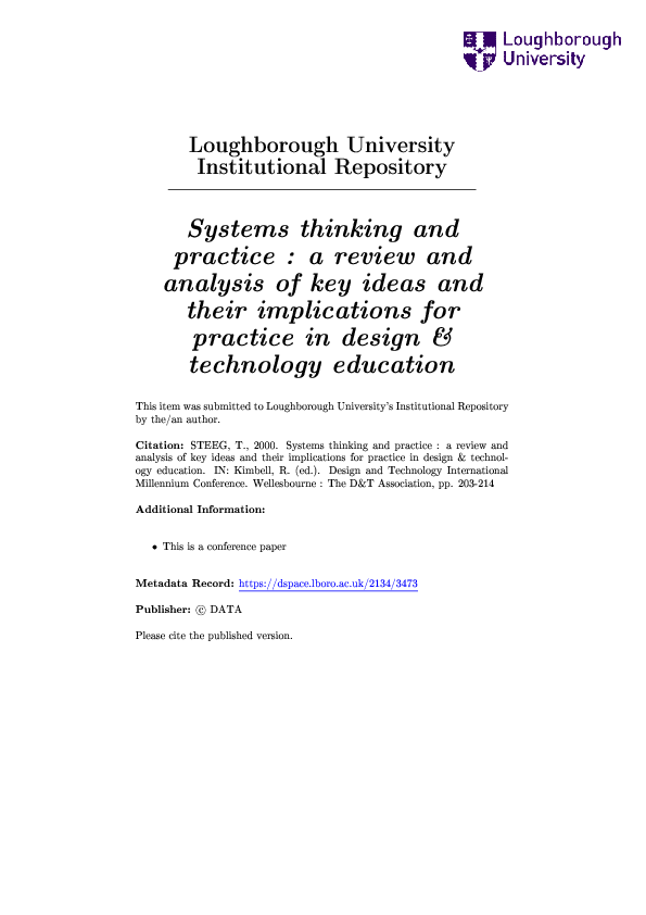 (PDF) Systems thinking and practice : a review and analysis of key ...