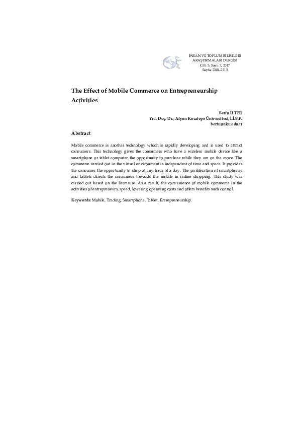 (PDF) The Effect of Mobile Commerce on Entrepreneurship Activities