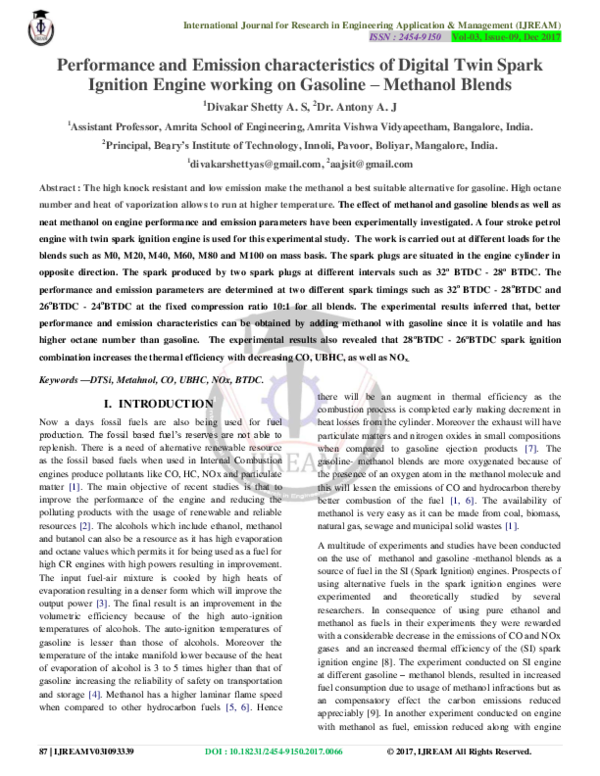 (PDF) Performance and Emission characteristics of Digital Twin Spark ...