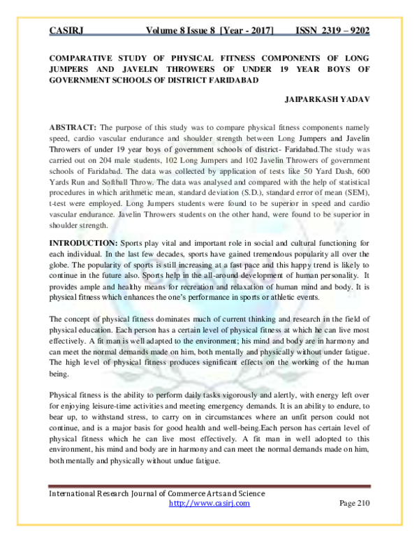 (PDF) COMPARATIVE STUDY OF PHYSICAL FITNESS COMPONENTS OF LONG JUMPERS ...