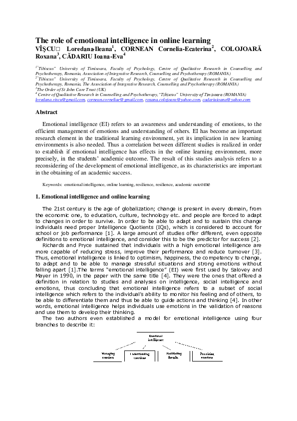 (PDF) The role of emotional intelligence in online learning