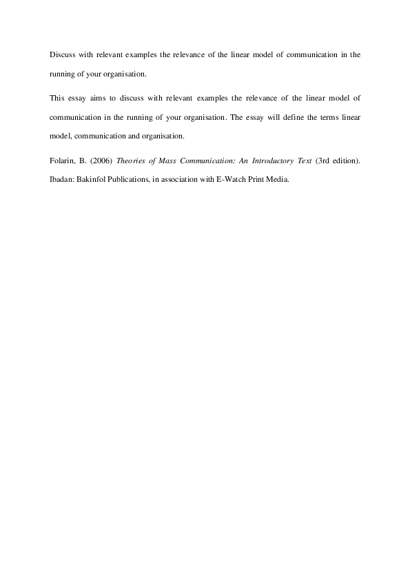 (DOC) Discuss with relevant examples the relevance of the linear model ...