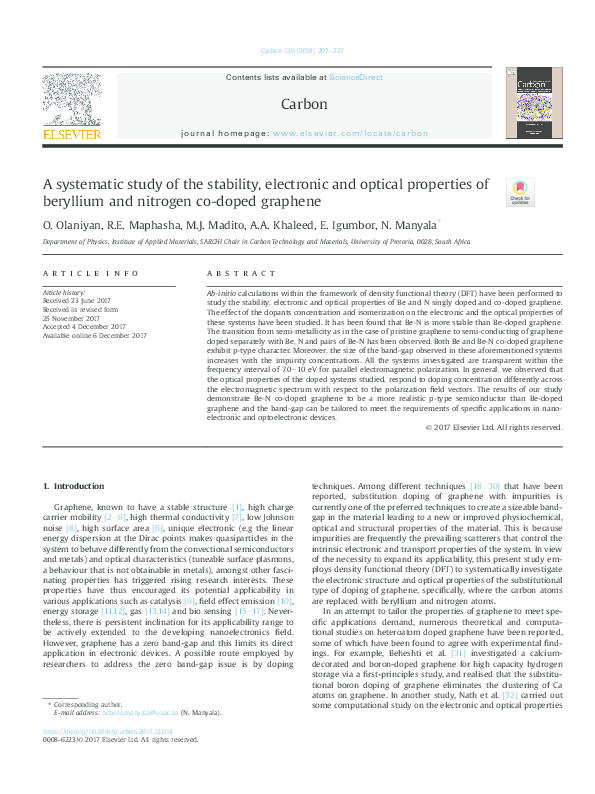 (PDF) A systematic study of the stability, electronic and optical ...