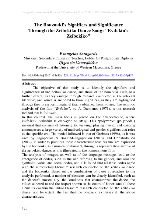 (PDF) The Bouzouki’s Signifiers and Significance Through the Zeibekiko ...