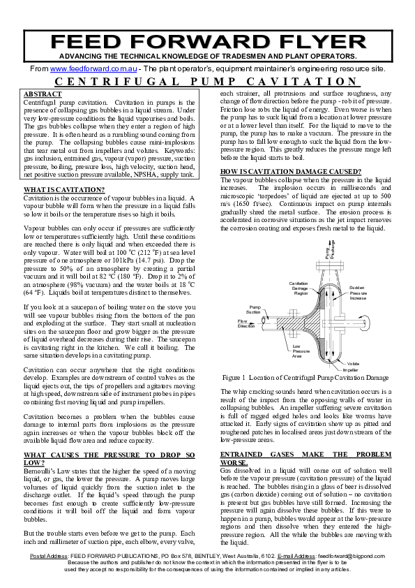 (PDF) Centrifugal pump cavitation Joseph Henry Academia.edu