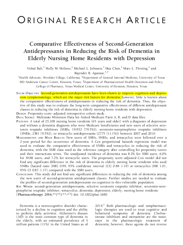 (PDF) Comparative Effectiveness of Second-Generation Antidepressants in ...