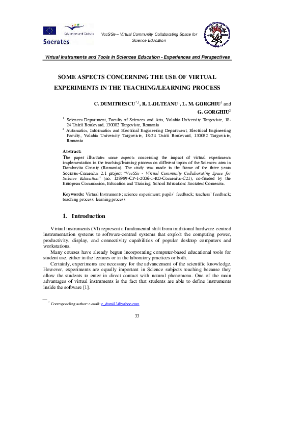 (PDF) Some Aspects Concerning the Use of Virtual Experiments in the ...