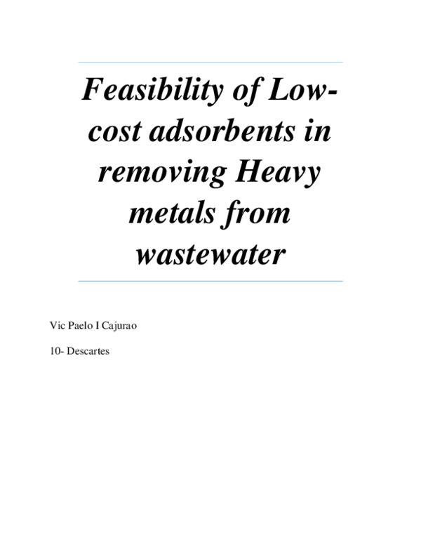 (DOC) Feasibility of Low- cost adsorbents in removing Heavy metals from ...