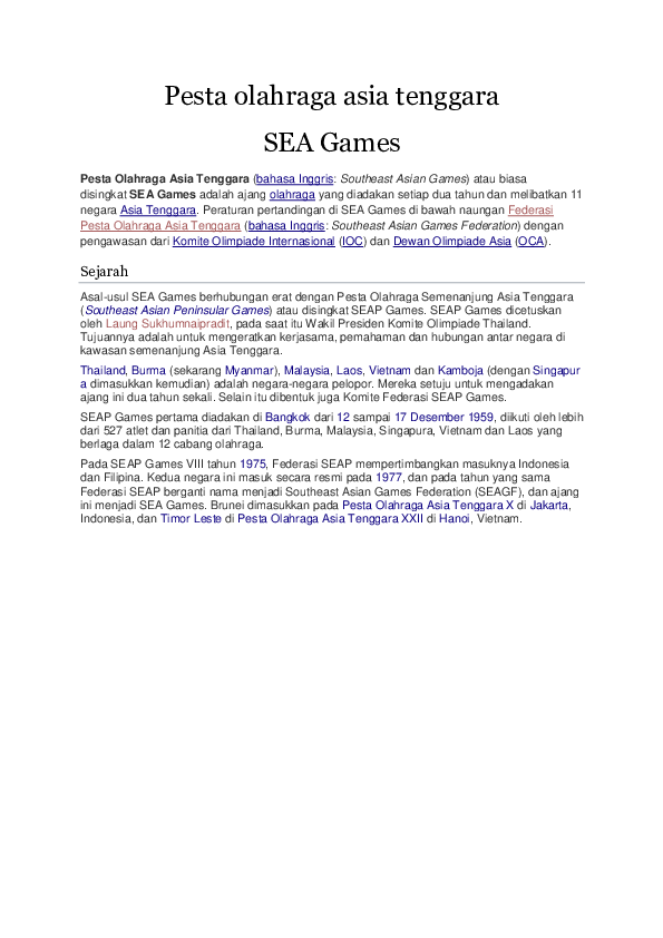 (DOC) Pesta olahraga asia tenggara SEA Games Irfan Candra Academia.edu