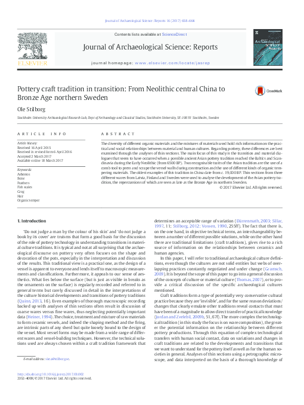 (PDF) Pottery craft tradition in transition: From Neolithic central ...