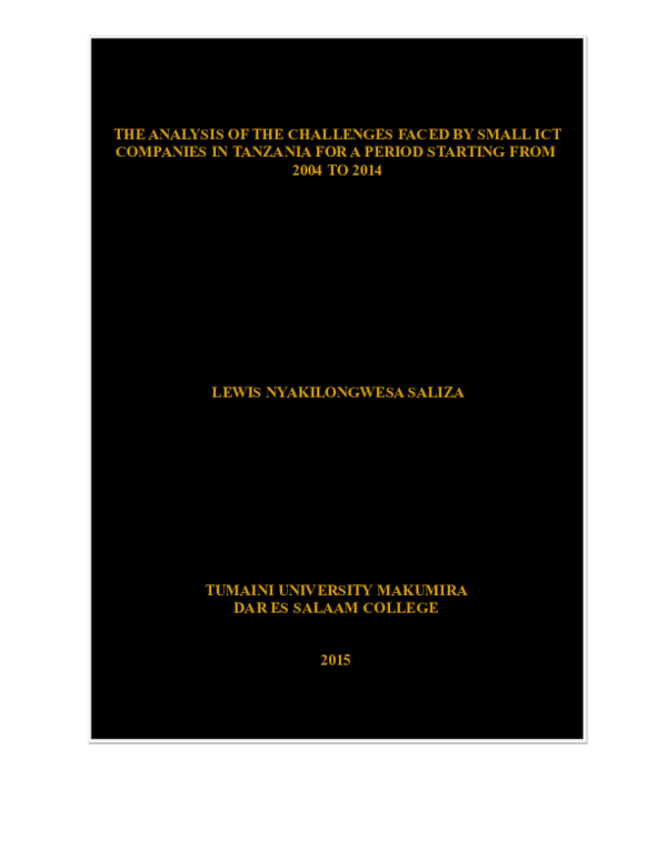 (DOC) THE ANALYSIS OF THE CHALLENGES FACED BY SMALL ICT COMPANIES IN
