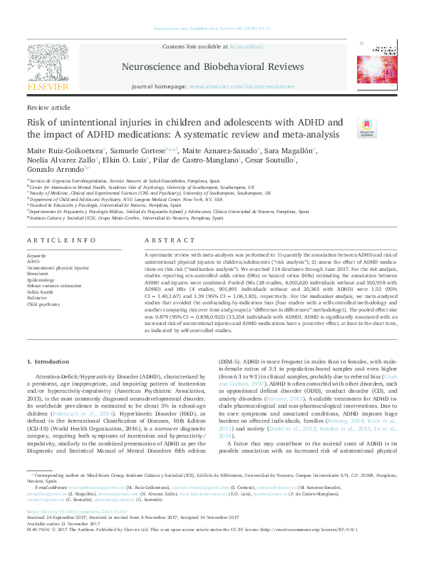 (PDF) Risk of unintentional injuries in children and adolescents with ...