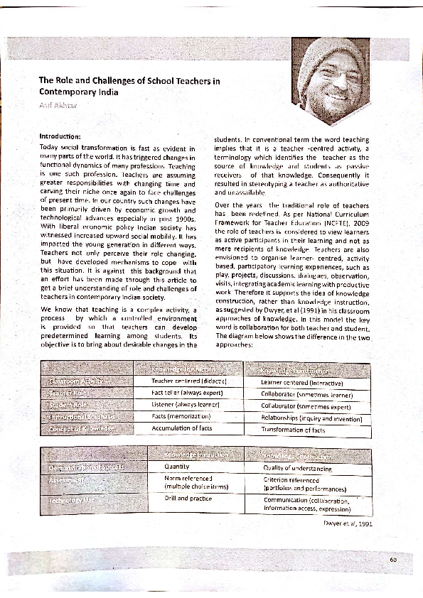 (PDF) The Role and Challenges of School Teachers in Contemporary India