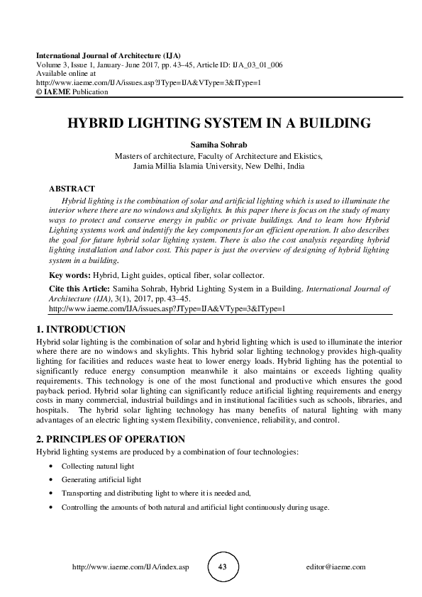 (PDF) HYBRID LIGHTING SYSTEM IN A BUILDING IAEME Publication