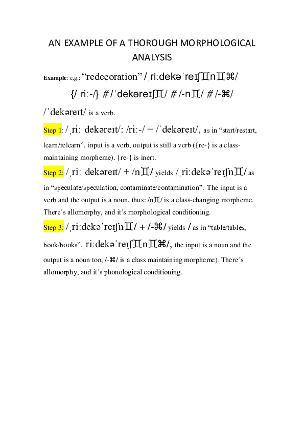 (DOC) AN EXAMPLE OF A THOROUGH MORPHOLOGICAL ANALYSIS