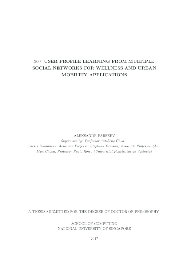 (PDF) 360 USER PROFILE LEARNING FROM MULTIPLE SOCIAL NETWORKS FOR ...